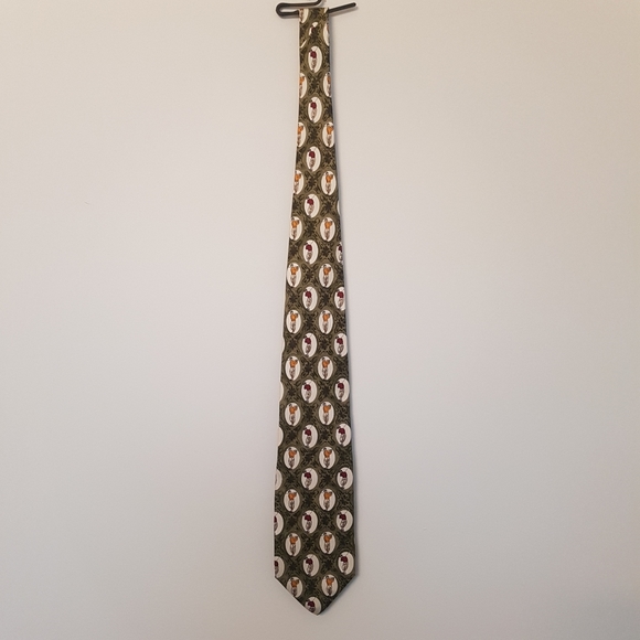 [EDDIE BAUER] Retro Green Golfer Silk Tie - Picture 2 of 5